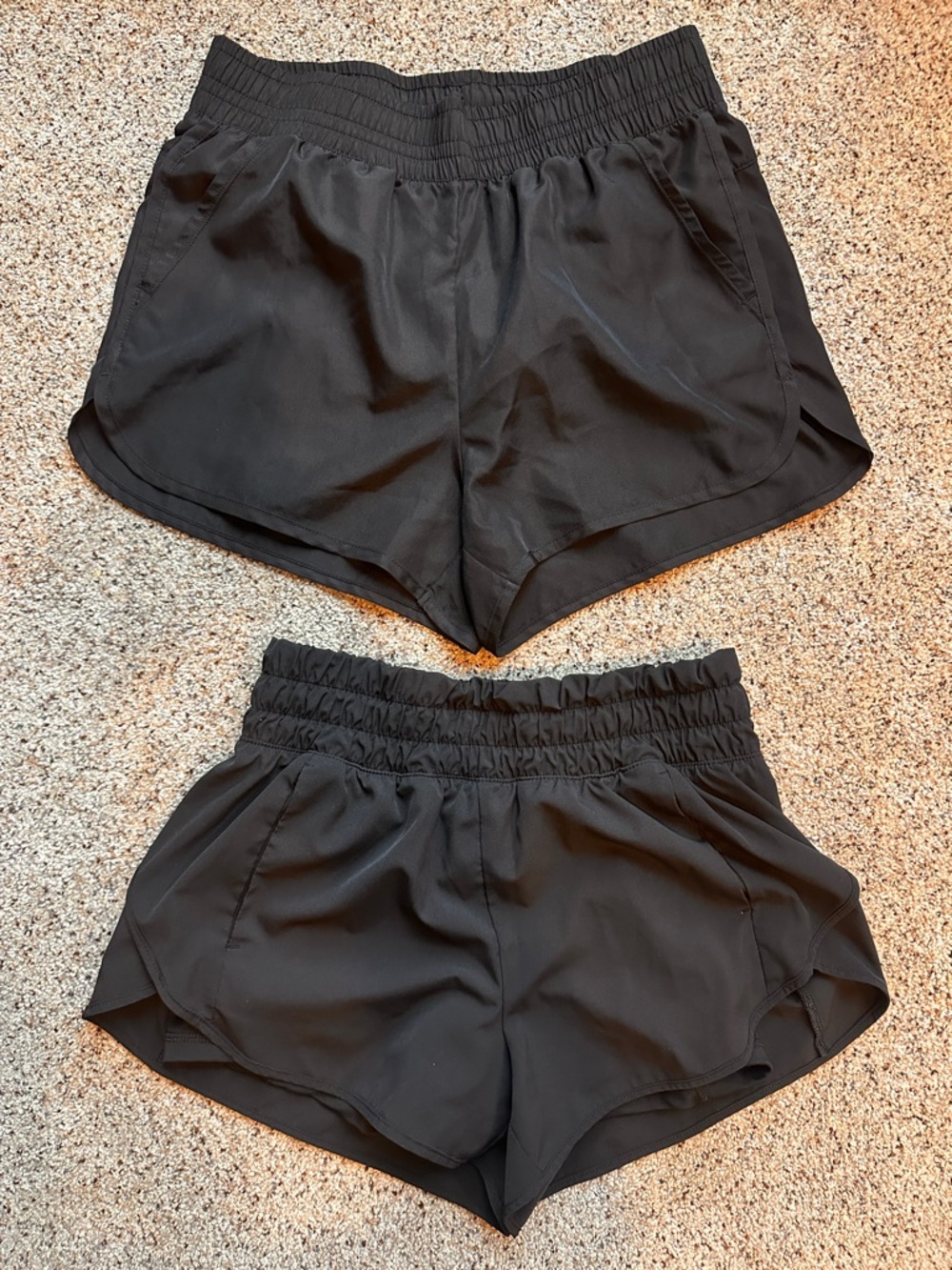 Avia Black Dual-Pair Athletic Shorts with Elastic Waistbands